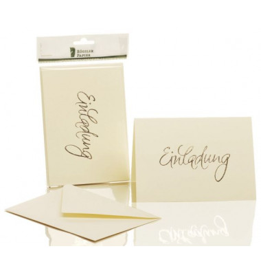 Einladungskarten Einladungskarte 1181955008 DIN B6 Hoch doppelt 220g Heißfolienprägung gold silberne Schrift chamois Einladungskarten Einladungskarte 1181955008 DIN B6 Hoch doppelt 220g Heißfolienprägung gold silberne Schrift chamois