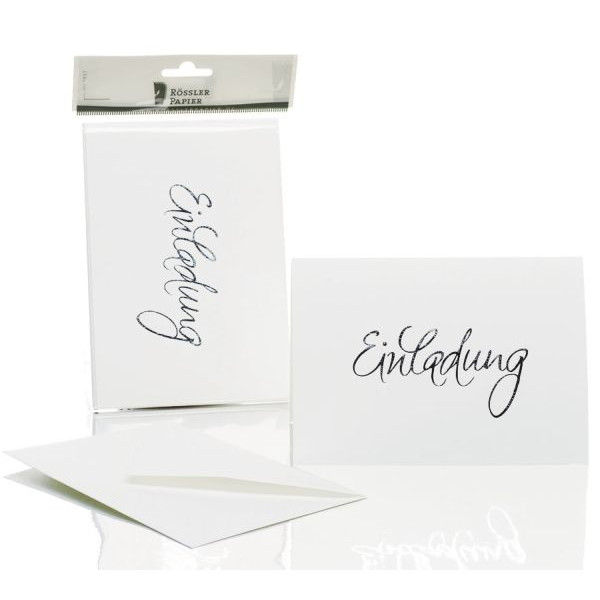 4014969555927 - Blanko-Grußkarten Einladungskarte 1181955009 DIN B6  Hoch doppelt 220g Heißfolienprägung silber silberne Schrift weiß 4014969555 5 Packung