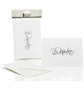 Dankeskarten Danksagungskarte 1181956009 DIN B6  Hoch doppelt 220g Hei&szlig;folienpr&auml;gung silber silberne Schrift wei&szlig;