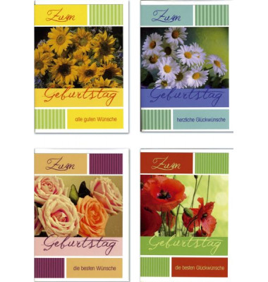 Geburtstagskarten 51-2343 Blumen farbig sortiert