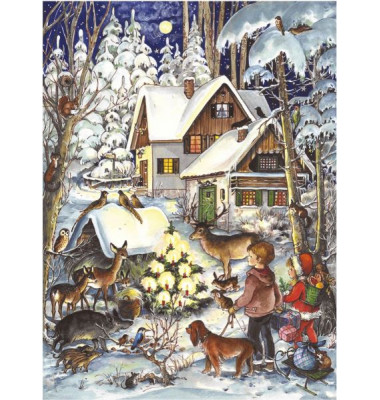 Adventskalender Haus im Wald 29,7x21cm Adventskalender Haus im Wald 29,7x21cm