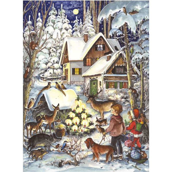 5 Stück SELLMER Adventskalender 805 Postkarte Winter bei den Tieren Winter bei den Tieren 4025985808058 SELLMER