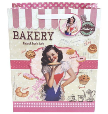 Geschenktasche S010-AT15052, allgemein, Trageband mit Anhänger, Backing Lady, 26cm x 33cm