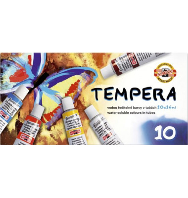 Temperafarbkasten, 162548, Temperafarbe, 10 Farben, farbig sortiert