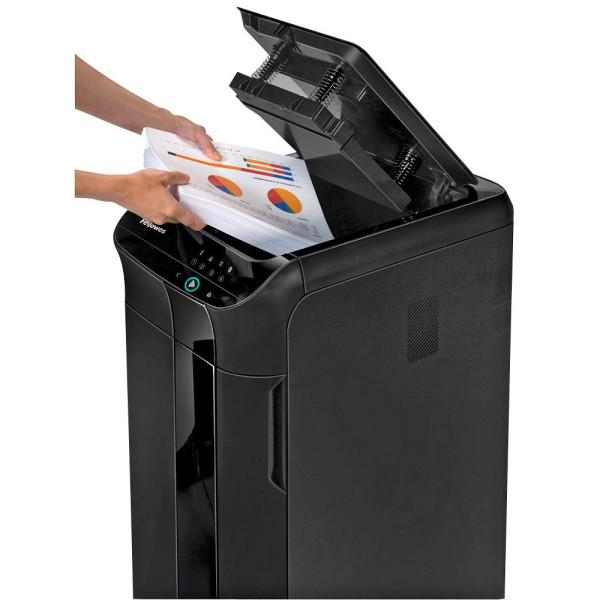 0043859730490 - AKTION AutoMax 350C Aktenvernichter mit Partikelschnitt P-4 4 x 38 mm bis 300 Blatt schwarz mit 100 Euro CashBack