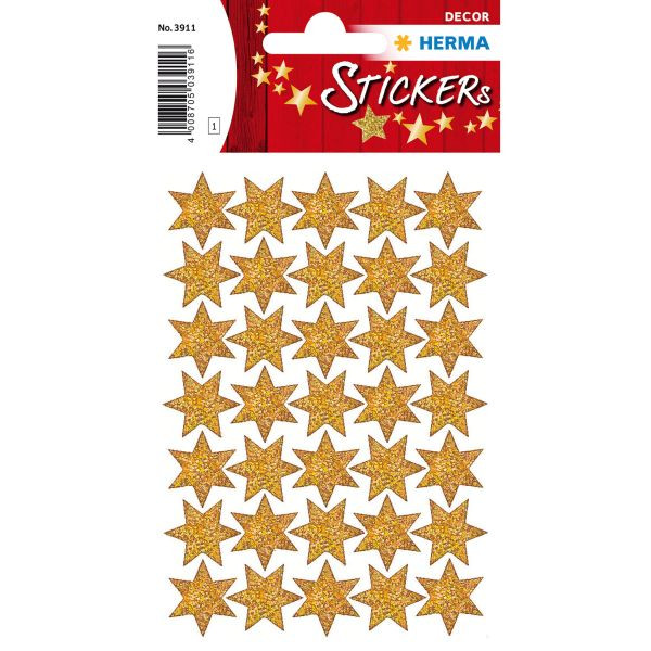 10 Stück Herma 3911 Weihnachten Schmucketikett Stern 16mm gold 4008705039116 Herma 35 Stück