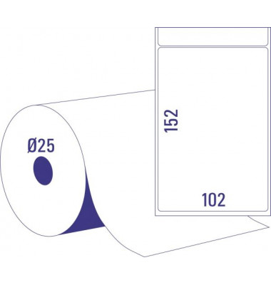 Thermoetikettrollen - 102 x 152 mm, permanent haftend