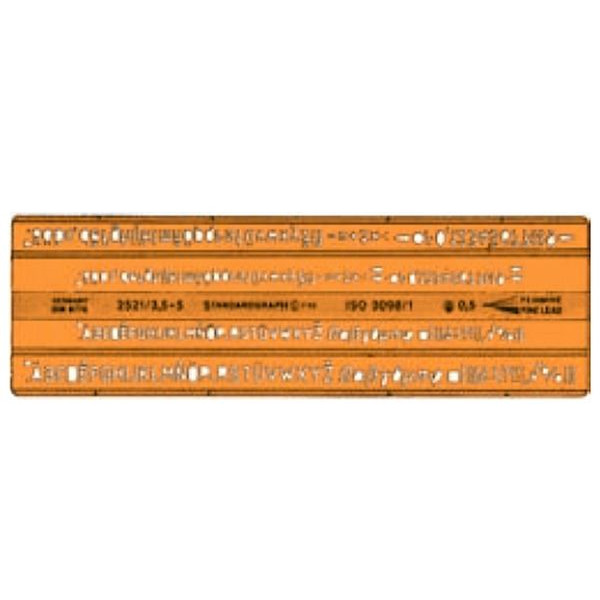 4014509021394 - Kunststoff-Schablone Schrift 2521 orange-transparent Schrifthöhe 35mm & 5mm 4014509021394 Standardgraph