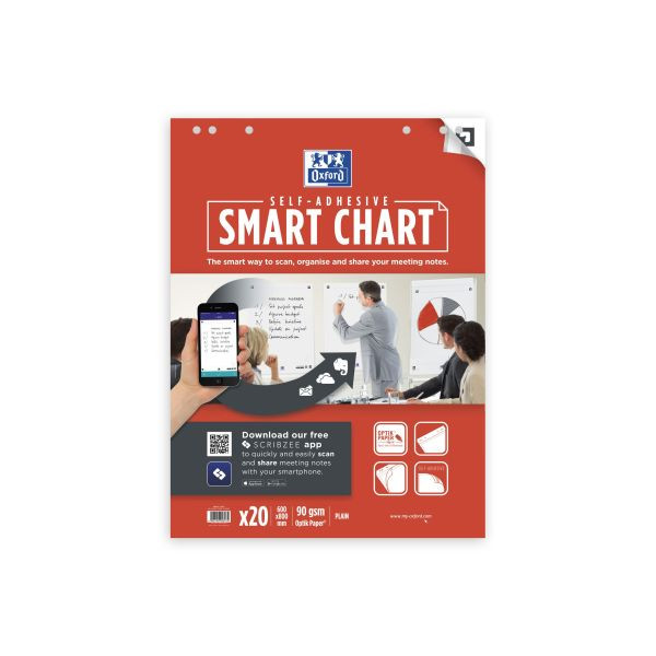 3 Stück Oxford Flipchartblock Smart Chart 400096276, 65x93cm, blanko, 90 g/m² 4006140028474 Oxford