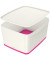 Aufbewahrungsbox MyBox 5216-10-23, 18 Liter mit Deckel, für A4, außen 385x318x198mm, Kunststoff weiß/pink