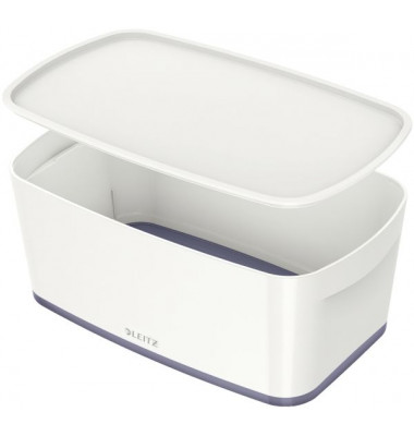 Aufbewahrungsbox MyBox 5229-10-01, 5 Liter mit Deckel, für A5, außen 318x191x128mm, Kunststoff weiß/grau