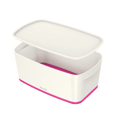 Aufbewahrungsbox MyBox 5229-10-23, 5 Liter mit Deckel, für A5, außen 318x191x128mm, Kunststoff weiß/pink