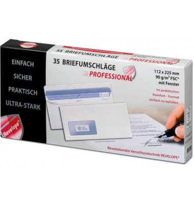 Briefumschläge Revelope Professional 30051774 Din Lang+ (C6/5) mit Fenster selbstklebend 90g weiß 