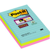 Haftnotizen 4690S3MI, Super Sticky Notes Cosmic Collection, 101x152mm, farbig sortiert (blau/gr&uuml;n/pink), liniert, rechteckig