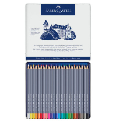 Aquarell-Buntstifte Goldfaber Aqua 24-farbig sortiert 6 x 175mm Metalletui