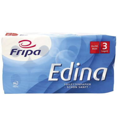 Toilettenpapier Edina 1010810 3-lagig 8 Rollen