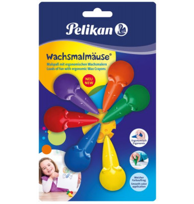 Wachsmalmäuse - 6 Farben sortiert, Blisterpackung