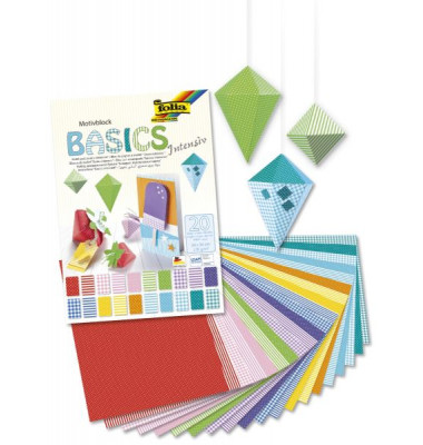 Bastelblock Design Basic Intensiv - 20 Blatt, 24 x 34 cm, sortiert