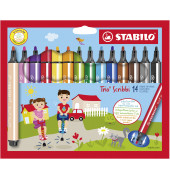 Dreikant-Fasermaler Trio® Scribbi - Etui mit 14 Stiften