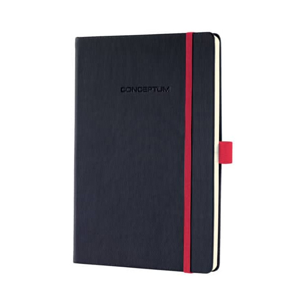 4004360826474 - Notizbuch Conceptum Red Edition CO662 schwarz A5 kariert 80g 194 Seiten mit Gummiband paginiert 4004360826474 Sigel