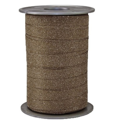 Geschenkband Ringelband 10mm x 100m Glitter braun
