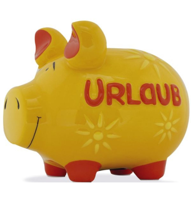 Spardose Schwein (mittel) 101579 , "Sonnen/Schriftzug"