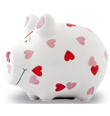 Spardose Schwein (klein) 101575 , "Herzen"