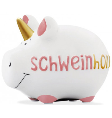 Spardose Schwein "Schweinhorn"weiß klein