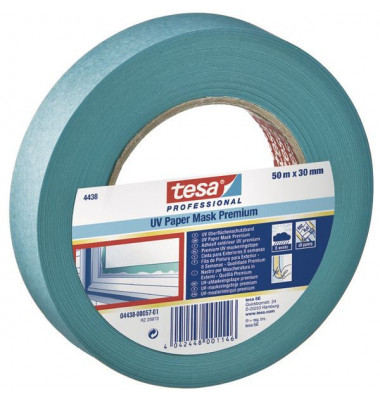 Kreppband 04438-00017 UV 30mm x 50m blau ablösbar