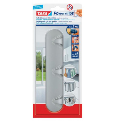 Powerstrips Hakenleiste matt chrom m.3 Haken