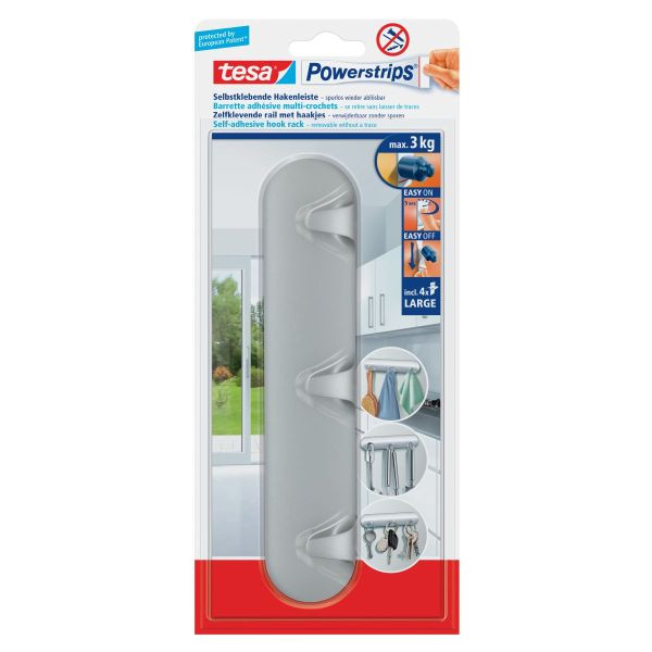 tesa Powerstrips Hakenleiste Klebehaken für max. 3,0 kg, 20,0 x 4,1 cm, 1 St.