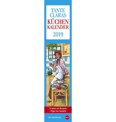 Humor-Wandkalender "Tante Clara`s Küchenkalender" 2Wochen/1Seite 11x49cm 2021