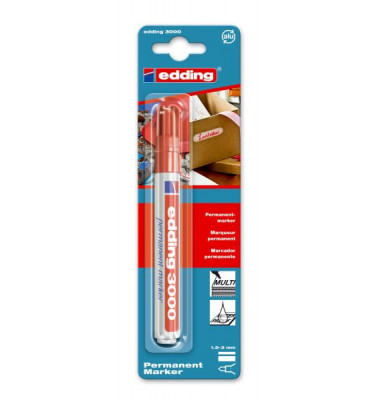Permanentmarker, 4-3000-1-1002, Blister, rot, 1,5-3mm Rundspitze