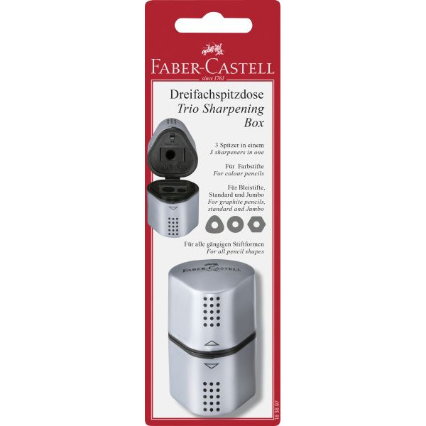 4005401838975 - FABER-CASTELL Dreifachspitzdose Grip 2001 silber BK