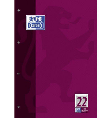 Schulblock 100050344, Lineatur 22 / kariert, A4, 90g, 50 Blatt
