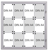 Schaukasten Security 12 x A4  schwer entflammbar Metallrückwand weiß, silber magnetisch