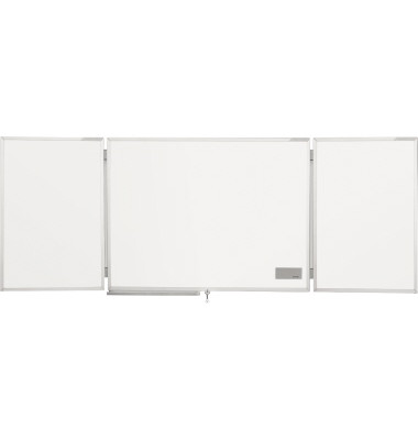 Klapp-Whiteboard ferroscript 310 x 90cm emailliert Aluminiumrahmen