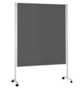 Moderationstafel 1101101M, 120x180cm, Filz + Filz (beidseitig), pinnbar, mit Rollen, grau + grau