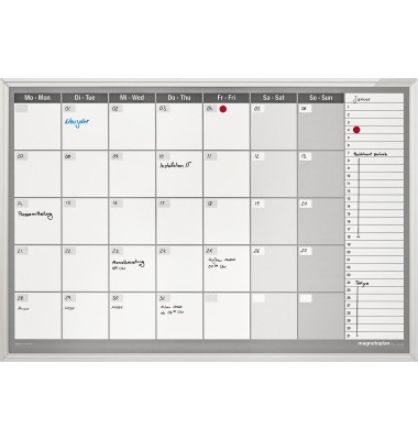 Monatsplaner CC 92 x 62,5 cm (B x H) 7-Tage-Woche Aluminium weiß silbereloxiert Monatsplaner CC 92 x 62,5 cm (B x H) 7-Tage-Woche Aluminium weiß silbereloxiert