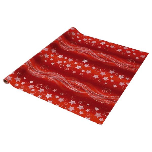 32 Stück Sigel Geschenkpapier GP113, Sterne/Ornamente, 70cm x 5m, rot/silber 4004360857638 Sigel