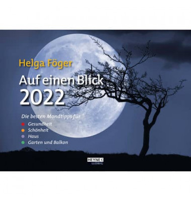 Bildkalender 23839 Motive "Mondkalender Auf einem Blick von Helga Föger" 1Monat/1Seite A4-quer 2022