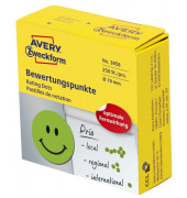 3858 Bewertungspunkt "lachender Smiley" - Ø 19 mm, Spender mit 250 Etiketten, grün
