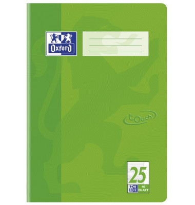 Schulheft 400104440 touch, Lineatur 25 / liniert mit weißem Rand, A4, 90g, grün, 16 Blatt / 32 Seiten