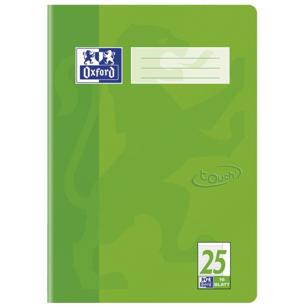 Oxford Schulheft Touch A4 Lineatur 25 Liniert Mit Rand Grun 16 Blatt Burobedarf Thuringen