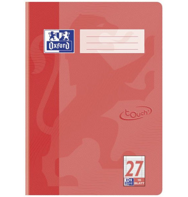Schulheft 400104444 touch, Lineatur 27 / liniert mit Rand innen/au&szlig;en / keine, A4, 90g, koralle, 16 Blatt / 32 Seiten