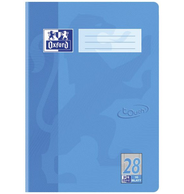 Schulheft 400104446 touch, Lineatur 28 / kariert mit Rand innen/außen, A4, 90g, blau, 16 Blatt / 32 Seiten