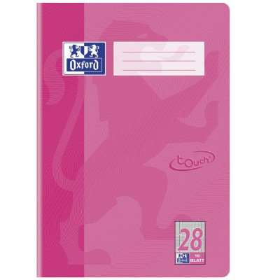 Schulheft 400104447 touch, Lineatur 28 / kariert mit Rand innen/außen, A4, 90g, rosa, 16 Blatt / 32 Seiten