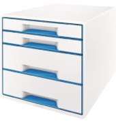 Schubladenbox Wow Cube 5213-20-36 perlweiß/blau metallic 4 Schubladen geschlossen