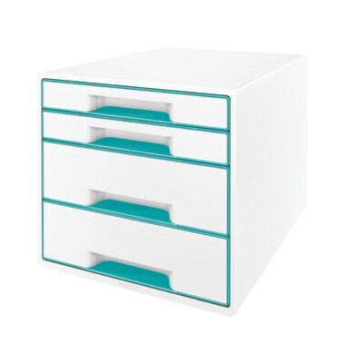 Schubladenbox Wow Cube 5213-20-51 perlweiß/eisblau metallic 4 Schubladen geschlossen