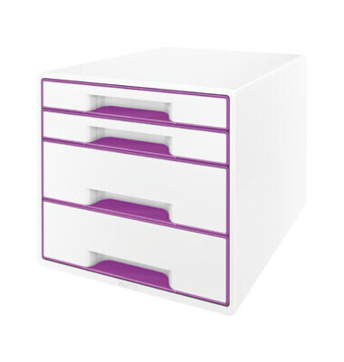 Schubladenbox Wow Cube 5213-20-62 perlweiß/violett metallic 4 Schubladen geschlossen